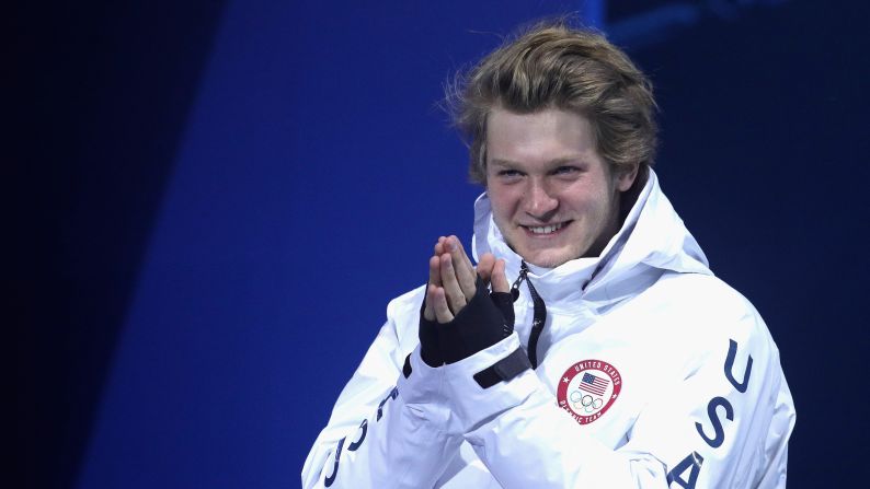 Mack celebrates during the medal ceremony.