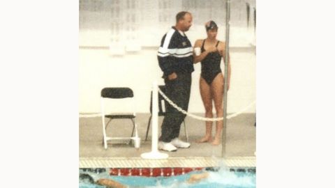 Jancy Thompson and her former swimming coach Norm Havercroft.