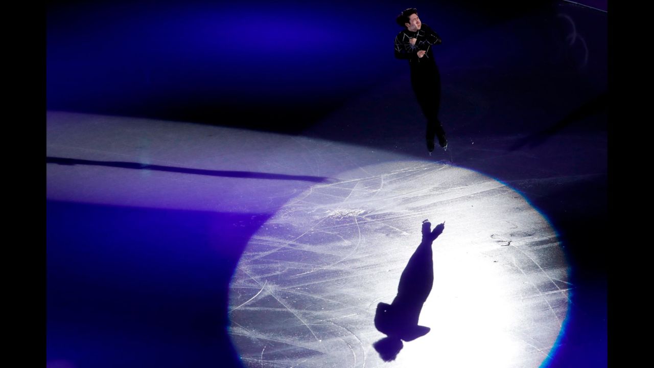 Chinese figure skater Jin Boyang performs during the exhibition gala.