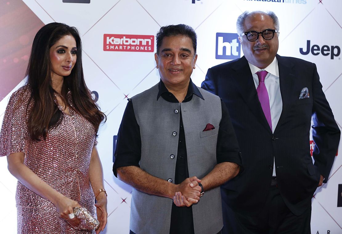Sridevi and her husband, Boney Kapoor, right, attend the "HT India's Most Stylish Awards 2018" in Mumbai in January.