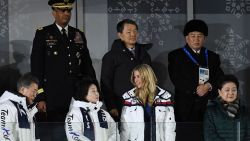 TOPSHOT - South Korea's President Moon Jae-in (L), his wife Kim Jung-sook (2ndL), US President Donald Trump's daughter and senior White House adviser Ivanka Trump (2ndR) and North Korean General Kim Yong Chol (back R) attend the closing ceremony of the Pyeongchang 2018 Winter Olympic Games at the Pyeongchang Stadium on February 25, 2018. / AFP PHOTO / WANG Zhao        (Photo credit should read WANG ZHAO/AFP/Getty Images)