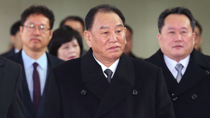 Kim Yong Chol (C), who leads a North Korean high-level delegation to attend the Pyeongchang 2018 Winter Olympic Games closing ceremony, arrives at the inter-Korea transit office in Paju on February 25, 2018.
The blacklisted North Korean general arrived in the South on February 25 for the Winter Olympics closing ceremony, which will also be attended by US President Donald Trump's daughter Ivanka. / AFP PHOTO / KOREA POOL / KOREA POOL / South Korea OUT        (Photo credit should read KOREA POOL/AFP/Getty Images)