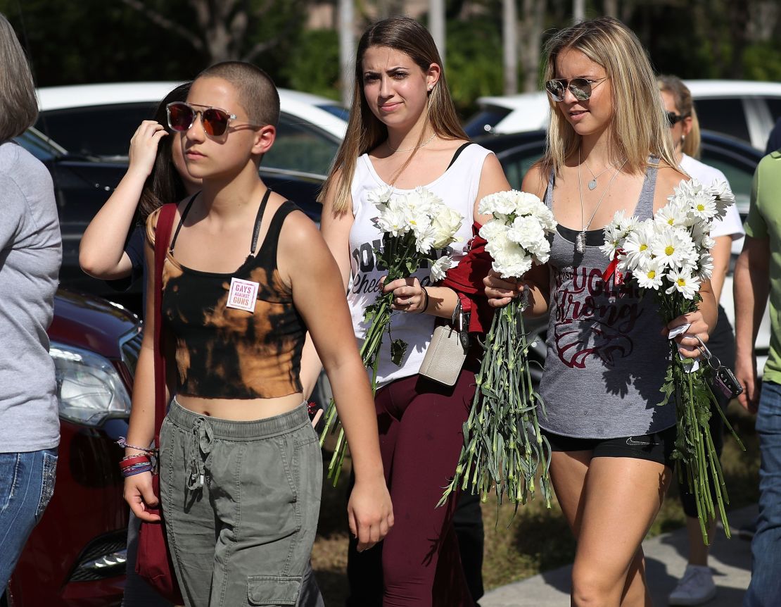 Students at Marjory Stoneman Douglas High School returned to campus on Feb. 25 for the first time since the shooting that killed 17 people on Feb. 14.