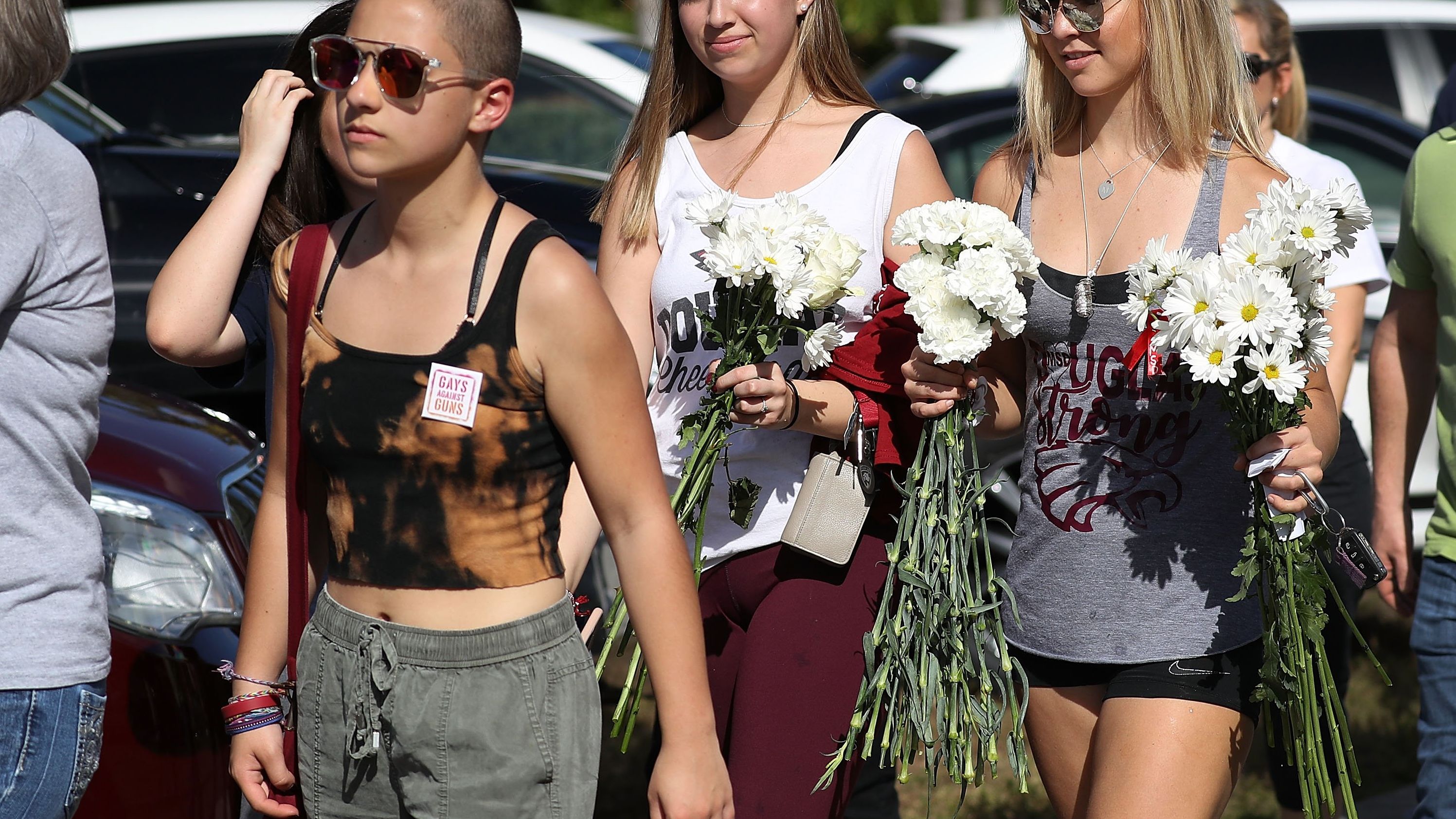 Students at Marjory Stoneman Douglas High School returned to campus on Feb. 25 for the first time since the shooting that killed 17 people on Feb. 14.