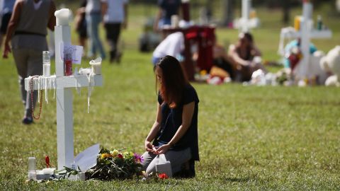 A temporary memorial at Pine Trails Park in Parkland, Florida, has become a space for public mourning and healing.