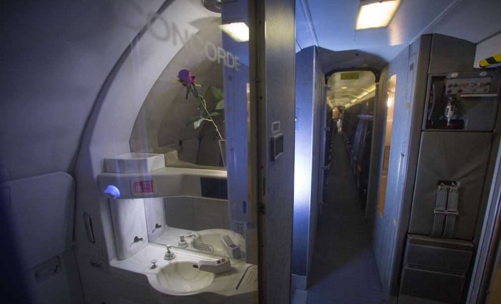 <strong>Tiny aisle: </strong>A view down the aisle from the toilet gives another perspective on the lack of space in Concorde. 