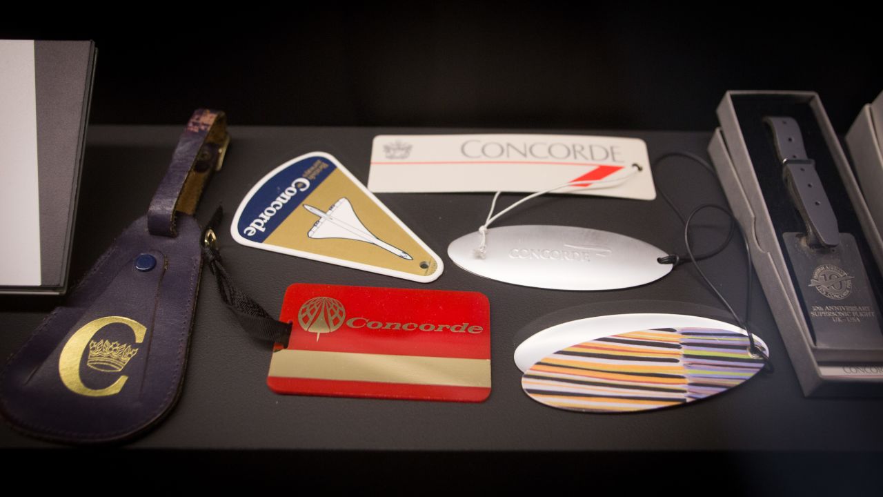 <strong>Luggage tags:</strong> A display at Bristol Aerospace shows some of the different luggage tags through Concorde's relatively brief history. Concorde paraphernalia is regularly traded via online sites such as eBay.