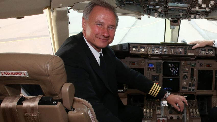 Pilot Captain John Dunkin after flying Donald Trump's private jet in 2014.