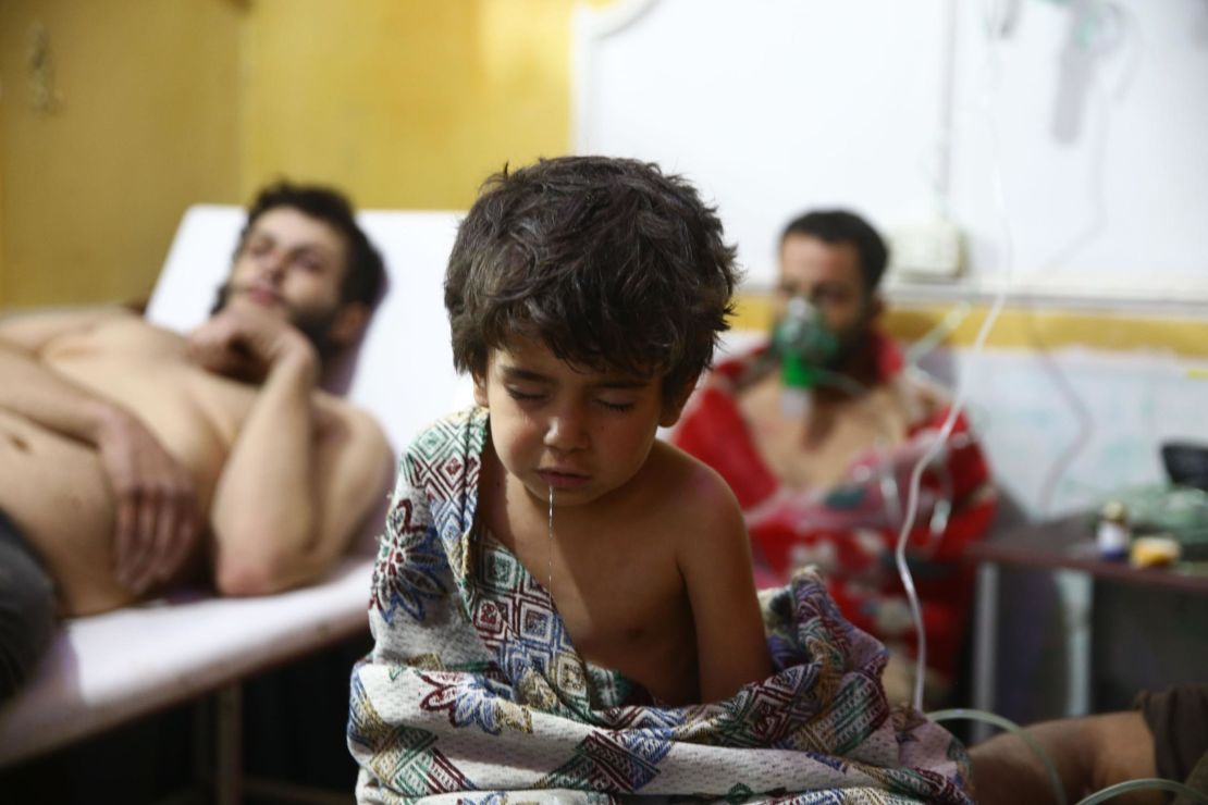 Sixteen people, including six children,  were treated in Eastern Ghouta on Sunday for exposure to chemicals, the Syrian American Medical Society Foundation said.