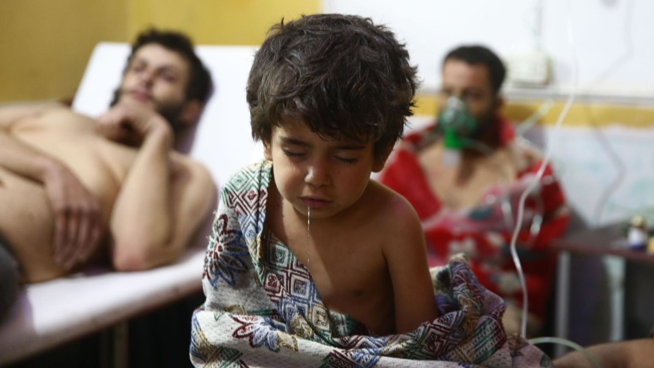 Sixteen people, including six children,  were treated in Eastern Ghouta on Sunday for exposure to chemicals, the Syrian American Medical Society Foundation said.
