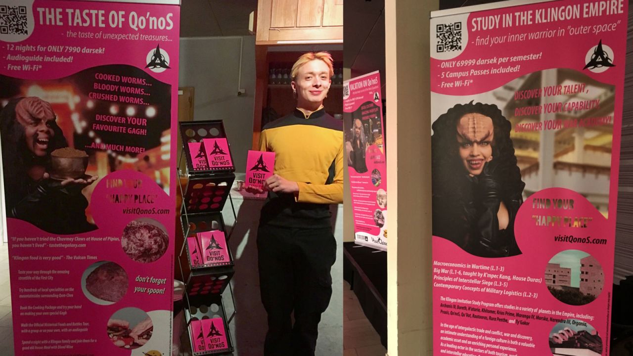 The Klingon "tourist center" provides guests with everything they need to know about visiting  Qo'noS.