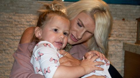 Chelsea Romo, who lost her eye in the Las Vegas shooting, with her daughter Blakely.