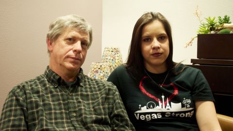 Steve and Paige Melanson in the hospital room of Rosemarie Melanson, who is still being treated for injuries suffered in the Las Vegas massacre.