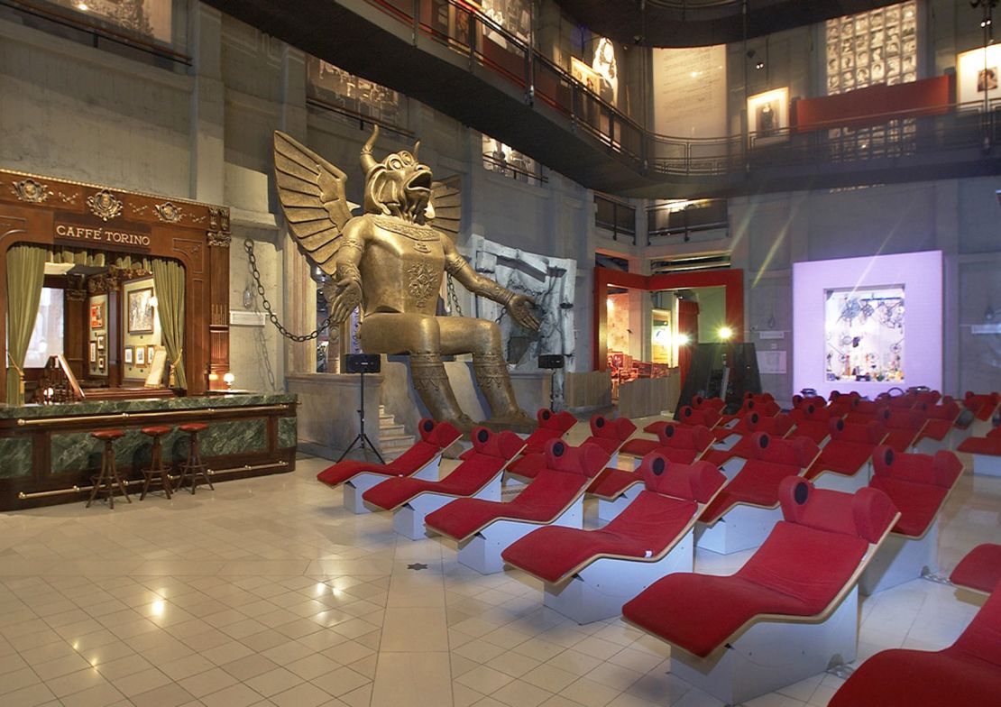 Relax on this tour -- the lobby at the Museo Nazionale del Cinema is full of reclining chairs.
