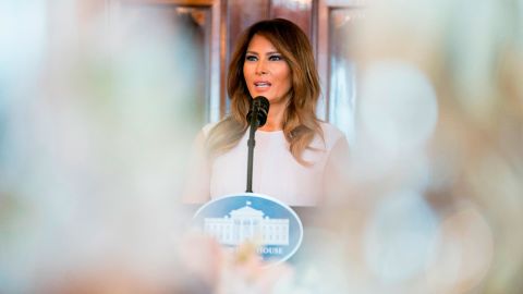 Melania Trump <a href="https://www.cnn.com/2018/02/26/politics/melania-trump-student-activists-parkland-shooting/index.html" target="_blank">speaks to the spouses of US governors </a>at a White House luncheon in February. Among the topics she touched on were cyberbullying and the opioid epidemic. She also acknowledged the students around the country who have been fighting the gun lobby since the tragic school shooting in Parkland, Florida.