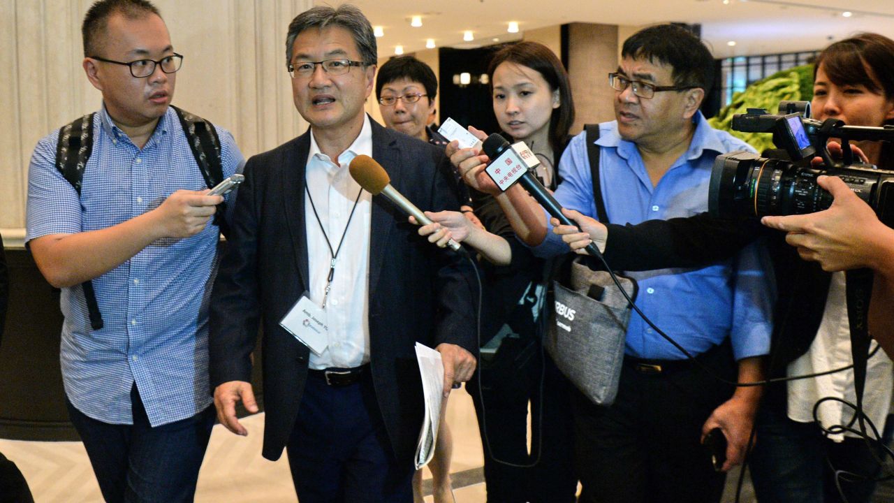 US Special Representative for North Korea Policy Joseph Yun (2nd L) is surrounded by the media as he walks out for his lunch break during the Northeast Asia Cooperation Dialogue (NEACD) in Singapore on July 11, 2017.
Yun is in Singapore to attend the Northeast Asia Cooperation Dialogue (NEACD) from July 11 to 13. / AFP PHOTO / Roslan RAHMAN (Photo credit should read ROSLAN RAHMAN/AFP/Getty Images)