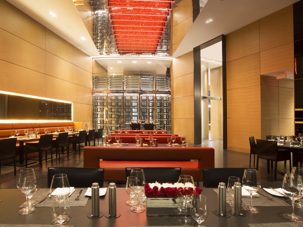 There's also a restaurant (pictured), a spa, a hair salon, plus simulators for golf and race cars for residents.