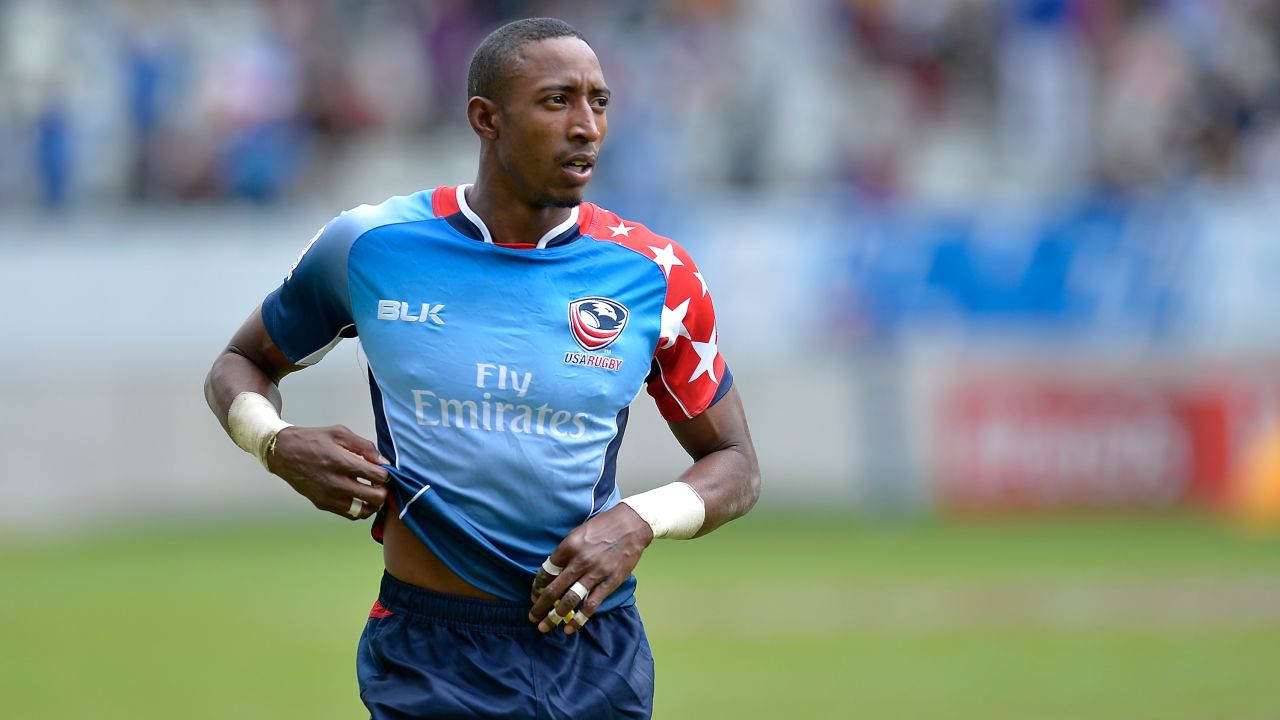 PARIS, FRANCE - MAY 14:  Perry Baker of the United States reacts during the match between Canada and The United States of America during the HSBC Paris Sevens, the ninth round of the HSBC Sevens World Series at Stade Jean Bouin on on May 14, 2016 in Paris, France.  (Photo by Aurelien Meunier/Getty Images for HSBC)
