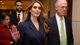 WASHINGTON, DC - FEBRUARY 27:  White House Communications Director and presidential advisor Hope Hicks waves to reporters as she arrives at the U.S. Capitol Visitors Center February 27, 2018 in Washington, DC. Hicks is scheduled to testify behind closed doors to the House Intelligence Committee in its ongoing investigation into Russia's interference in the 2016 election.  (Photo by Chip Somodevilla/Getty Images)