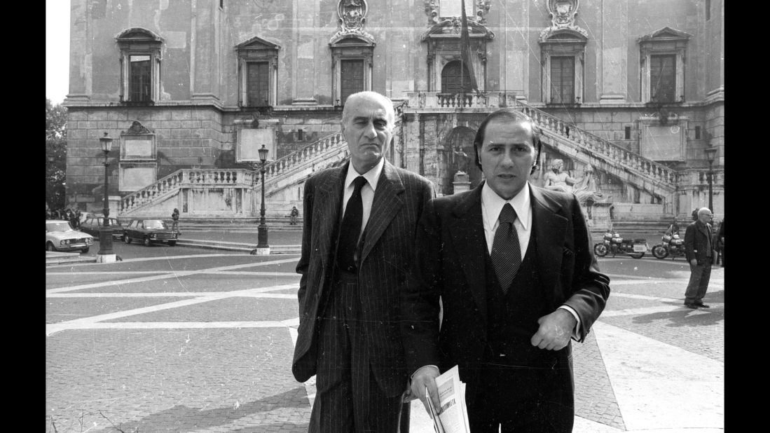 Berlusconi, right, with journalist Indro Montanelli in 1977.