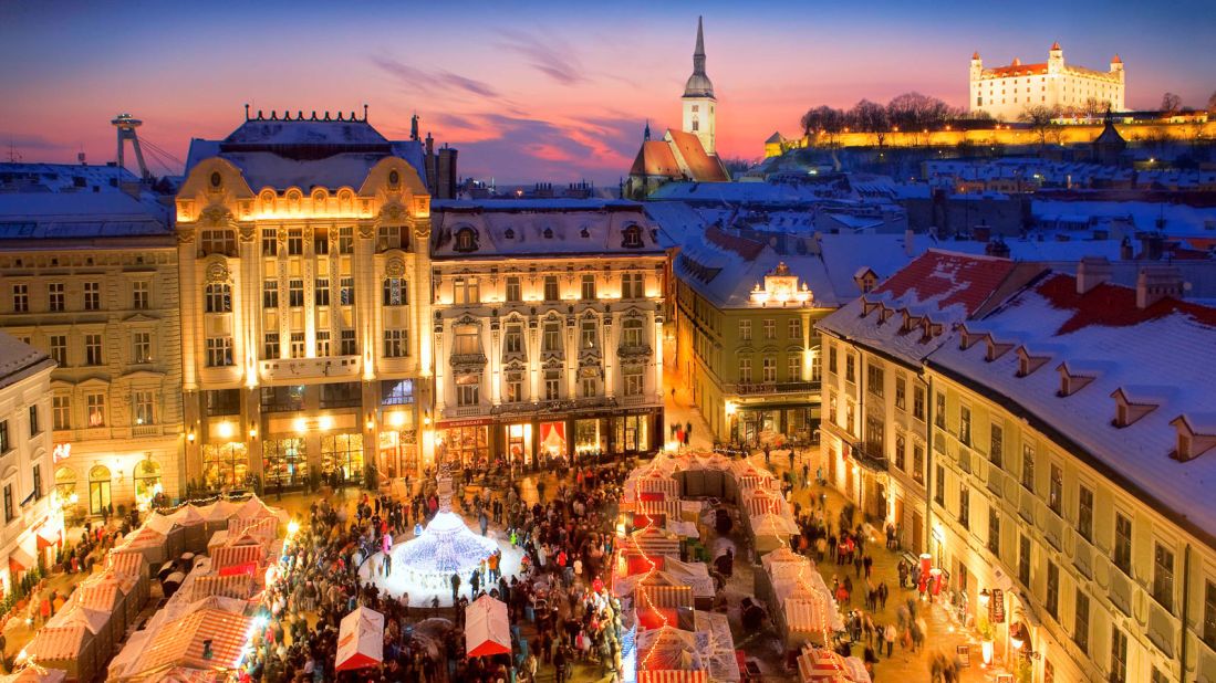 <strong>8. Bratislava, Slovakia</strong>: The capital of Slovakia is known for its Christmas markets, charm and beautiful surrounding countryside. Visting Bratislavia for the weekend will cost you £182.02 ($237.07)