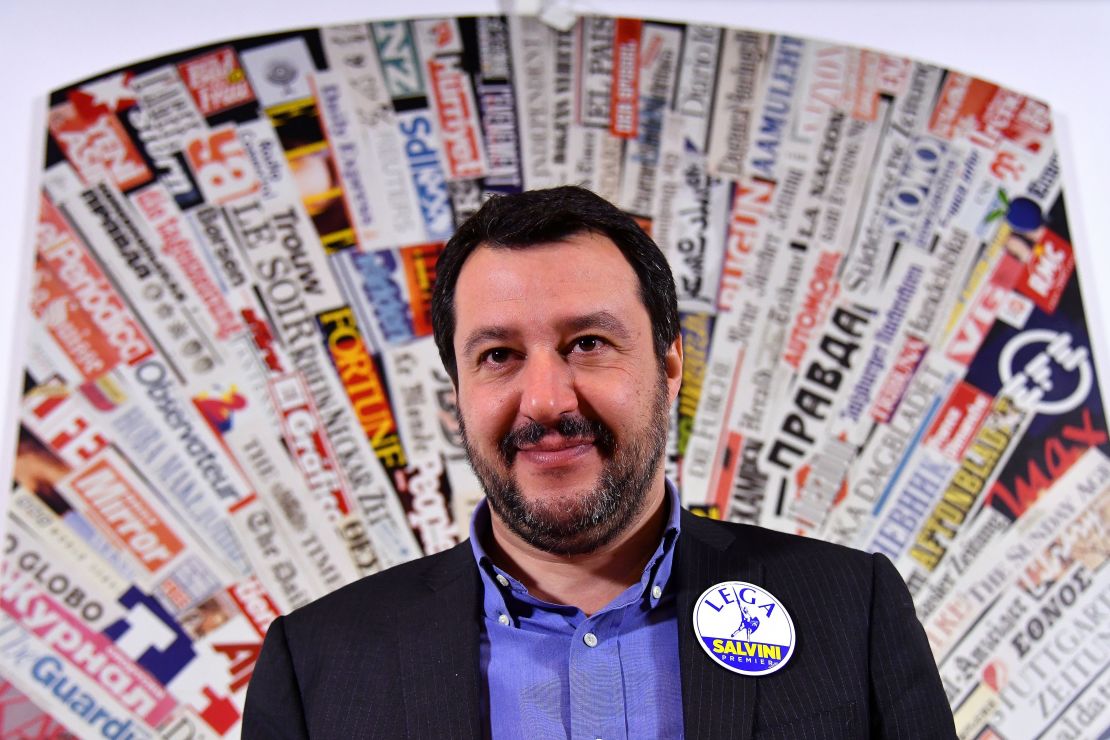 The Northern League's Matteo Salvini smiles during a press conference in Rome last week. 