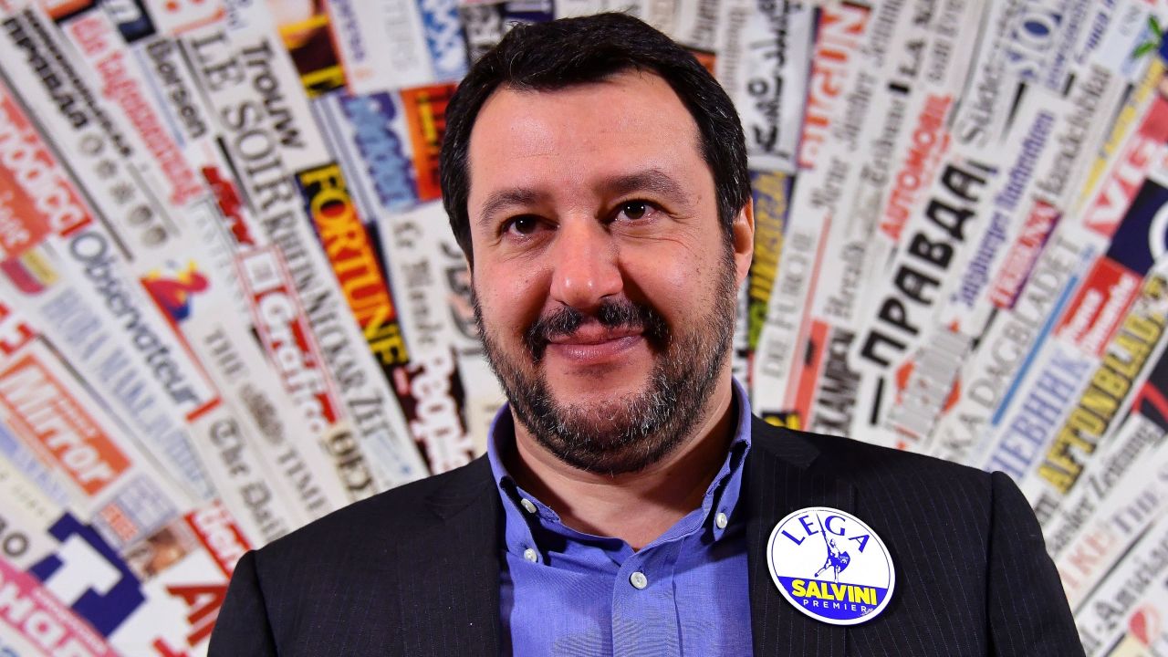 The Northern League's Matteo Salvini smiles during a press conference in Rome last week. 