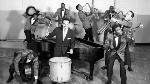Johnny Otis with his band. Otis was born white but chose to be black. 