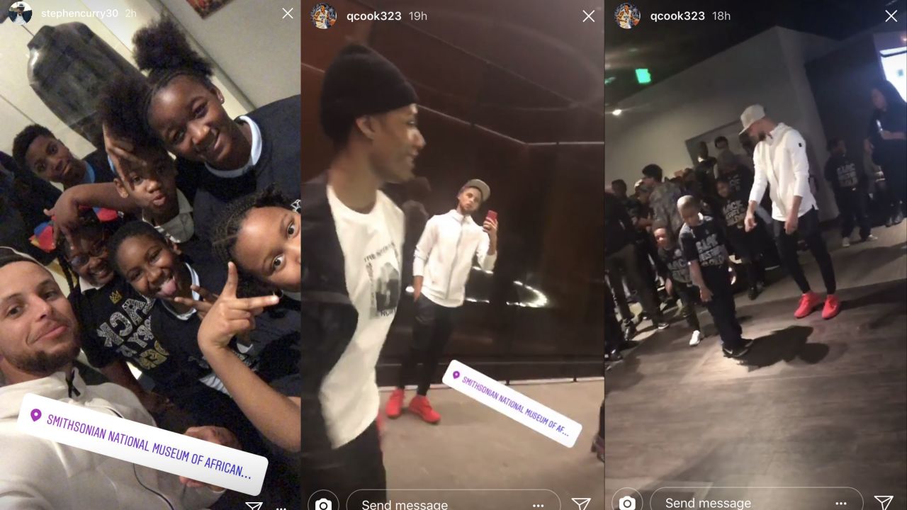 Photos of the Golden State Warriors visit to the African-American history museum Tuesday.