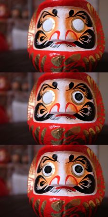 A daruma doll's right eye is left blank, and is only filled in once the owner's wish comes tru