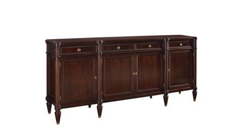 One Hickory Chair Jefferson Sideboard from the Alexa Hampton Collection in Medium Mahogany finish. The base cost $5,279 and the wood top cost $1,209. In total, this piece cost $6,488.