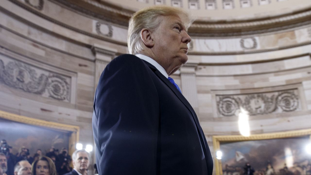 WASHINGTON, DC - FEBRUARY 28: (AFP-OUT) President Donald Trump arrives for a ceremony honoring Reverend Billy Graham as he lies in repose at the U.S. Capitol, on February 28, 2018 in Washington, DC. Rev. Graham is being honored by Congress by lying in repose inside of the U.S. Capitol Rotunda for 24 hours. Graham was the nation's best know Christian evangelist, preaching to millions world wide, as well as being an advisor to US presidents over his 6 decade career. (Photo by Shawn Thew-Pool/Getty Images)