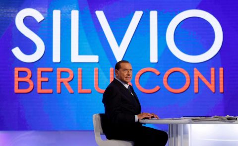 Berlusconi appears on the television talk show "L'aria che tira" in Rome in January 2018.