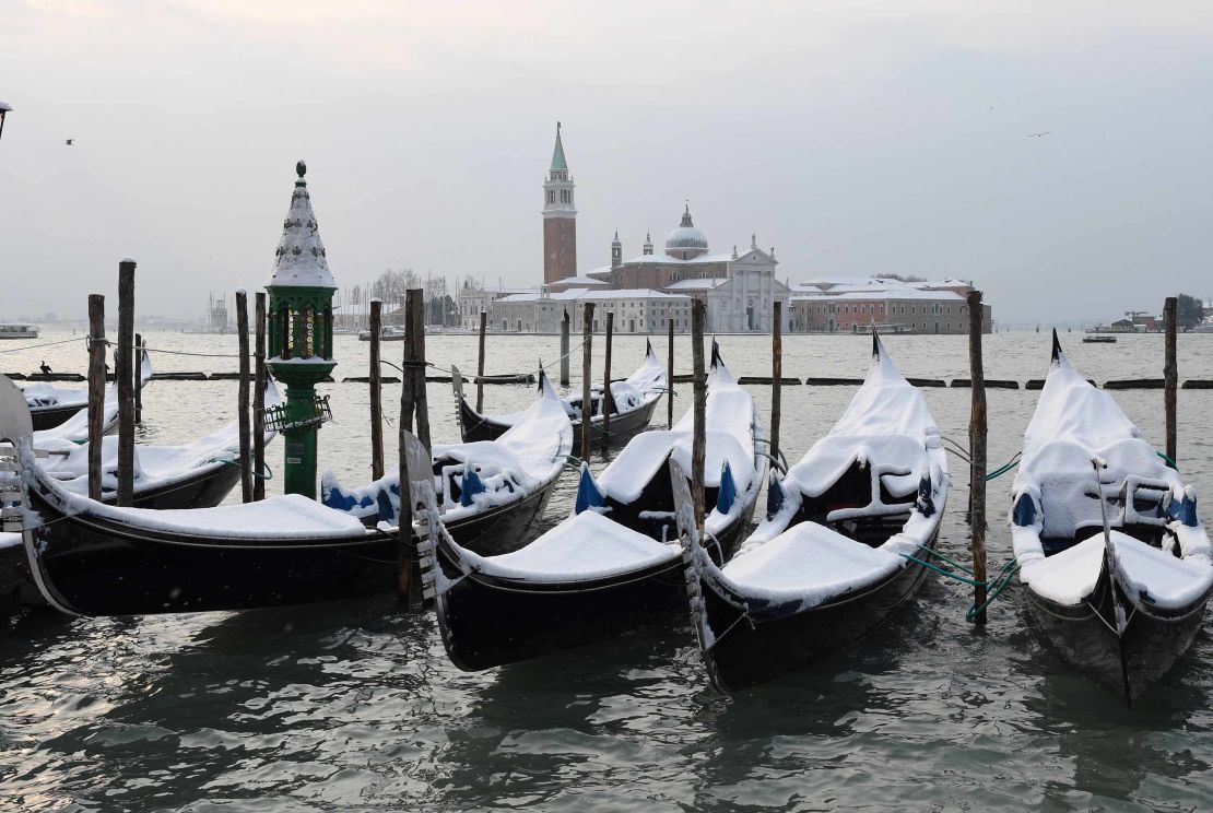 Venice has seen an unusual amount of snow this week.