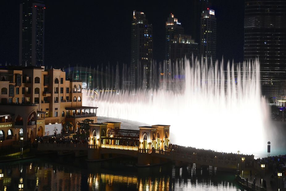 <strong>Water show: </strong>The Burj overlooks the Dubai Fountain which attracts visitors from all over the city.   