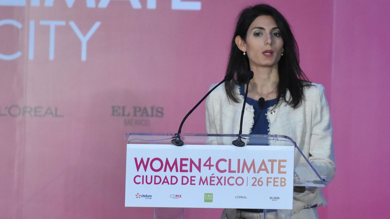 Virginia Raggi was criticized for being in Mexico during this week's storm.  