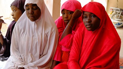 Some of the girls that escaped the Boko Haram's attack  on their school.