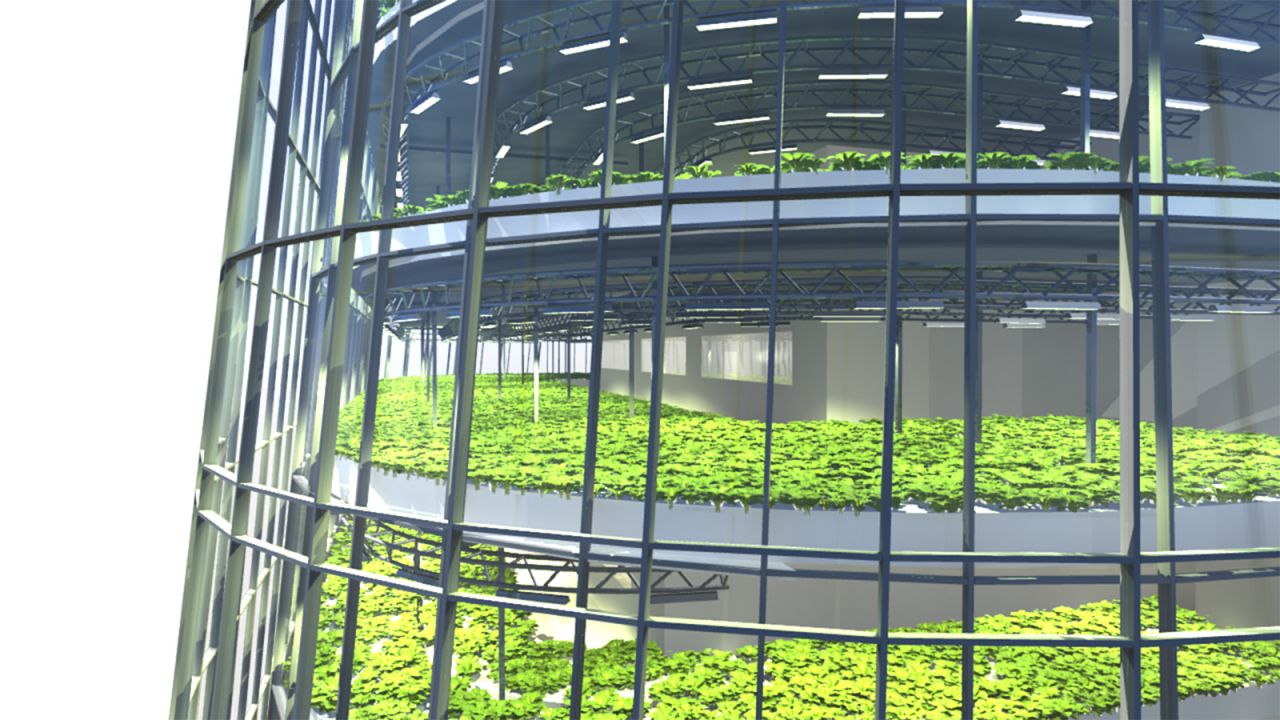 The $40 million building will be completed in 2020, complete with a hydroponic farming system, which uses mineral nutrient solutions in water rather than soil. 