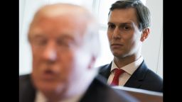 US President Donald Trump speaks alongside his Senior White House Adviser Jared Kushner (R) during a Cabinet Meeting in the Cabinet Room of the White House in Washington, DC, October 16, 2017. / AFP PHOTO / SAUL LOEB        (Photo credit should read SAUL LOEB/AFP/Getty Images)