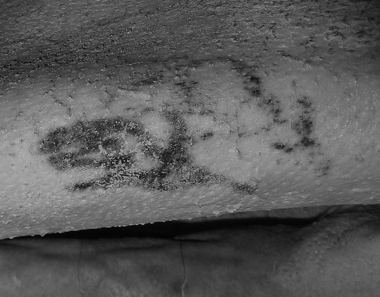 Dark smudges on the upper arm of the male mummy had been left unexamined until now. Using infrared imaging researchers could make out tattoos on his upper arm, of two slightly overlapping horned animals.