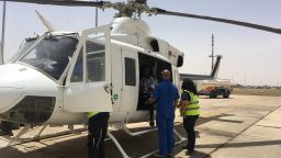 United Nations air service personnel evacuate injured aid workers from Rann, northeastern Nigeria, where they were attacked by militants.