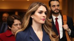 WASHINGTON, DC - FEBRUARY 27:  White House Communications Director and presidential advisor Hope Hicks (2nd L) arrives at the U.S. Capitol Visitors Center February 27, 2018 in Washington, DC. Hicks is scheduled to testify behind closed doors to the House Intelligence Committee in its ongoing investigation into Russia's interference in the 2016 election.  (Photo by Chip Somodevilla/Getty Images)