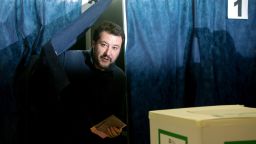 Lega Nord far right party leader Matteo Salvini prepares to vote for general elections at a polling station on March 4, 2018 in Milan. 
Italians vote today in one of the country's most uncertain elections, with far-right and populist parties expected to make major gains. / AFP PHOTO / Piero CRUCIATTI        (Photo credit should read PIERO CRUCIATTI/AFP/Getty Images)