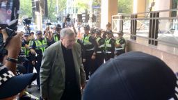 Cardinal George Pell arrives at Melbourne Magistrates Court on March 5, 2017.