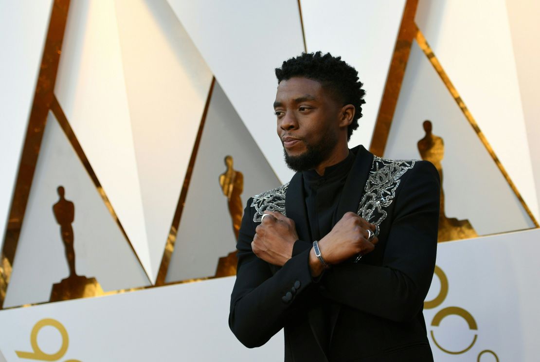 Actor Chadwick Boseman's 2018 Oscar ensemble is among a selection of men's looks featured in Zuckerman's book.