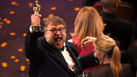 Guillermo del Toro, winner of the award for best director for "The Shape of Water" celebrates in the audience at the Oscars on Sunday, March 4, 2018, at the Dolby Theatre in Los Angeles. (Photo by Chris Pizzello/Invision/AP)
