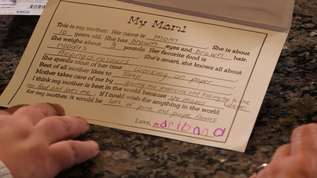 A Mother's Day card Angela Cantone's daugher made for her reads, "Best of all mother likes to sleep," alluding to the many instances when Cantone says her opioid medication caused her to pass out.
