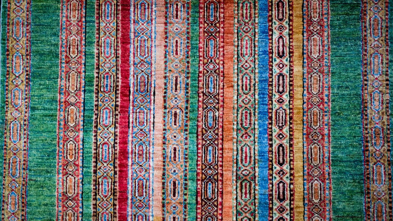 <strong>Ghazni design:</strong> "This is a wool carpet made by an old Ghazni family," says Bhat, who can identify the origins of any handmade tribal rug by its design and use of color. 