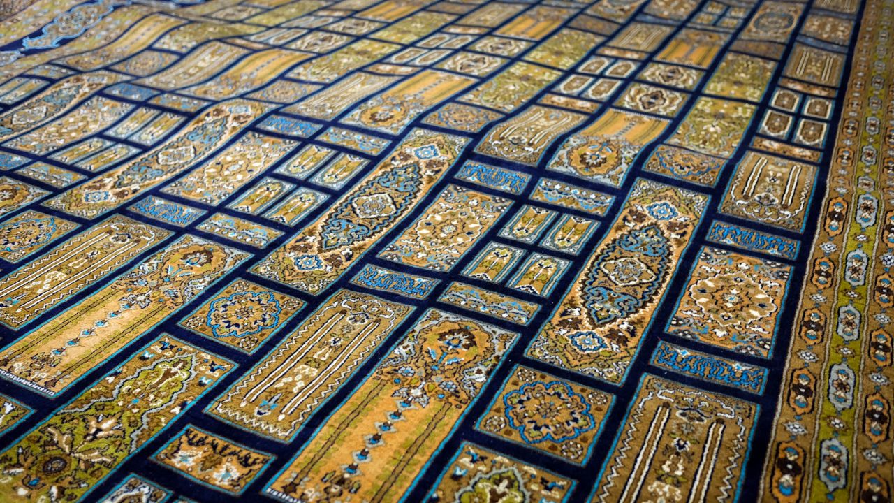 <strong>Kashmiri carpet:</strong> Bhat comes from a family of carpet-makers in Kashmir, the Himalayan territory that straddles modern-day India and Pakistan. This silk Kashmiri carpet was the result of four years of work by Bhat's father, now 85. It has 1,400 knots per square inch and retails for about $7,400.