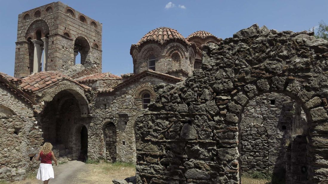<strong>Mystras, Greece:</strong> The Church of Saint Sophia (pictured) is one of several religious sites at Mystras. Another, the church of Our Lady Peribleptos, is decorated with rare Byzantine frescoes. 